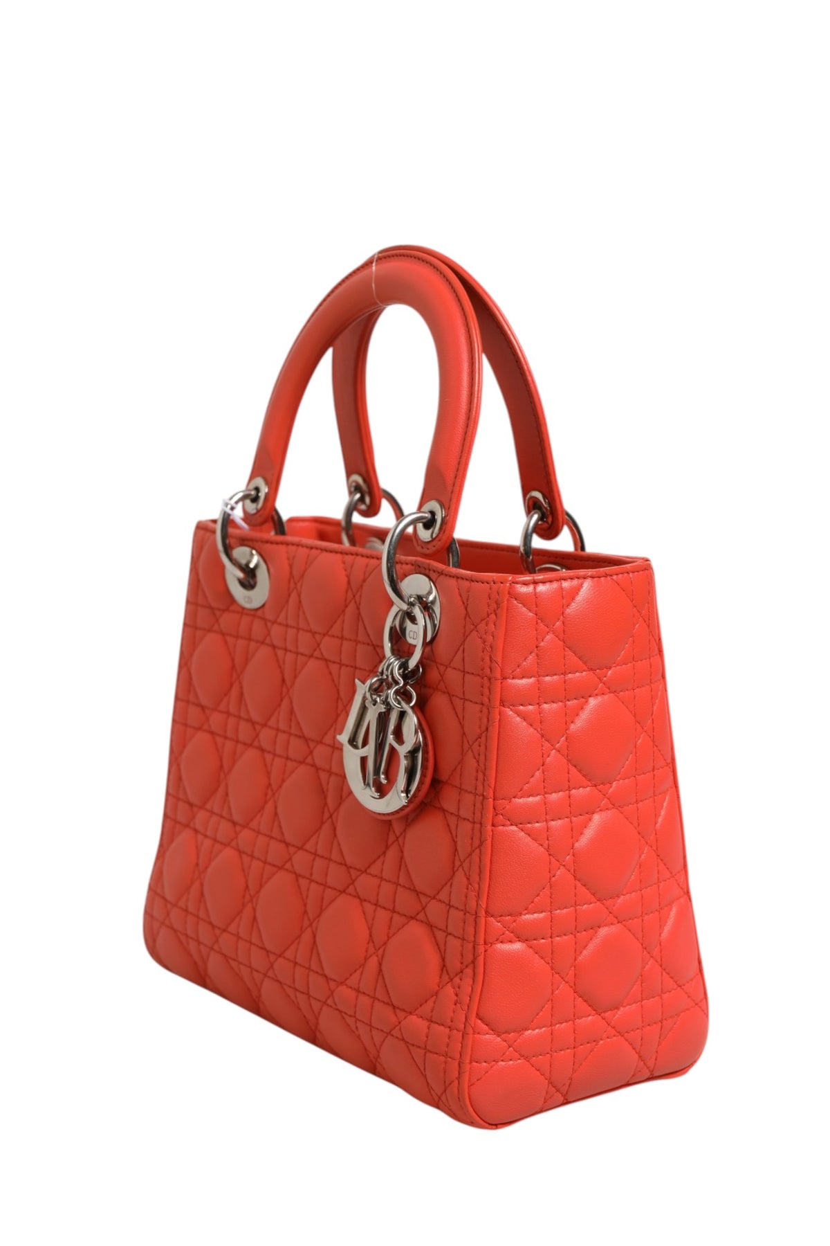 Christian Dior Orange Cannage Lambskin Leather