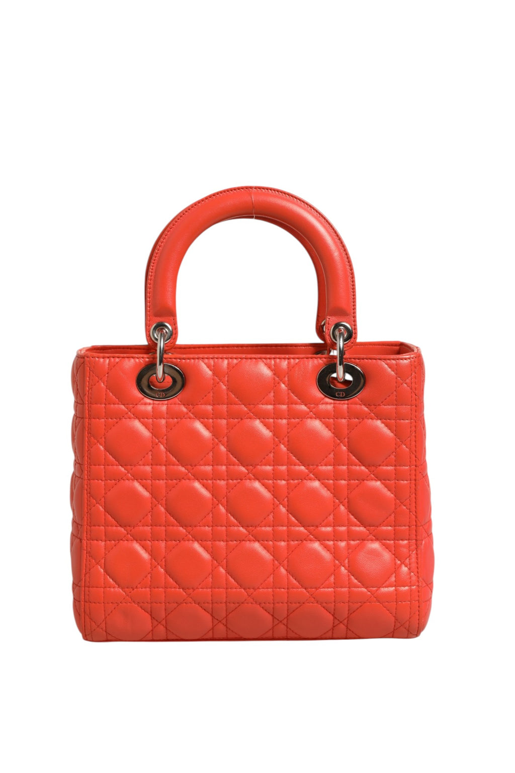Christian Dior Orange Cannage Lambskin Leather