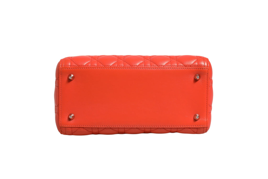 Christian Dior Orange Cannage Lambskin Leather