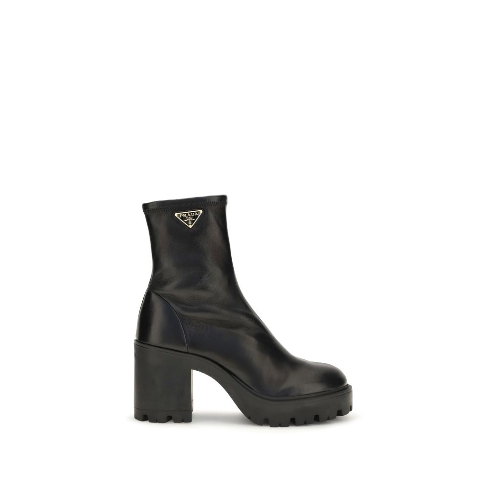 Prada Calf Leather Bos Taurus Ankle Boots