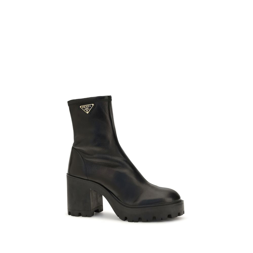Prada Calf Leather Bos Taurus Ankle Boots