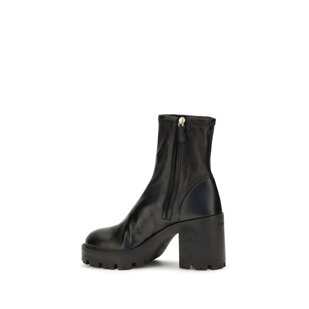 Prada Calf Leather Bos Taurus Ankle Boots
