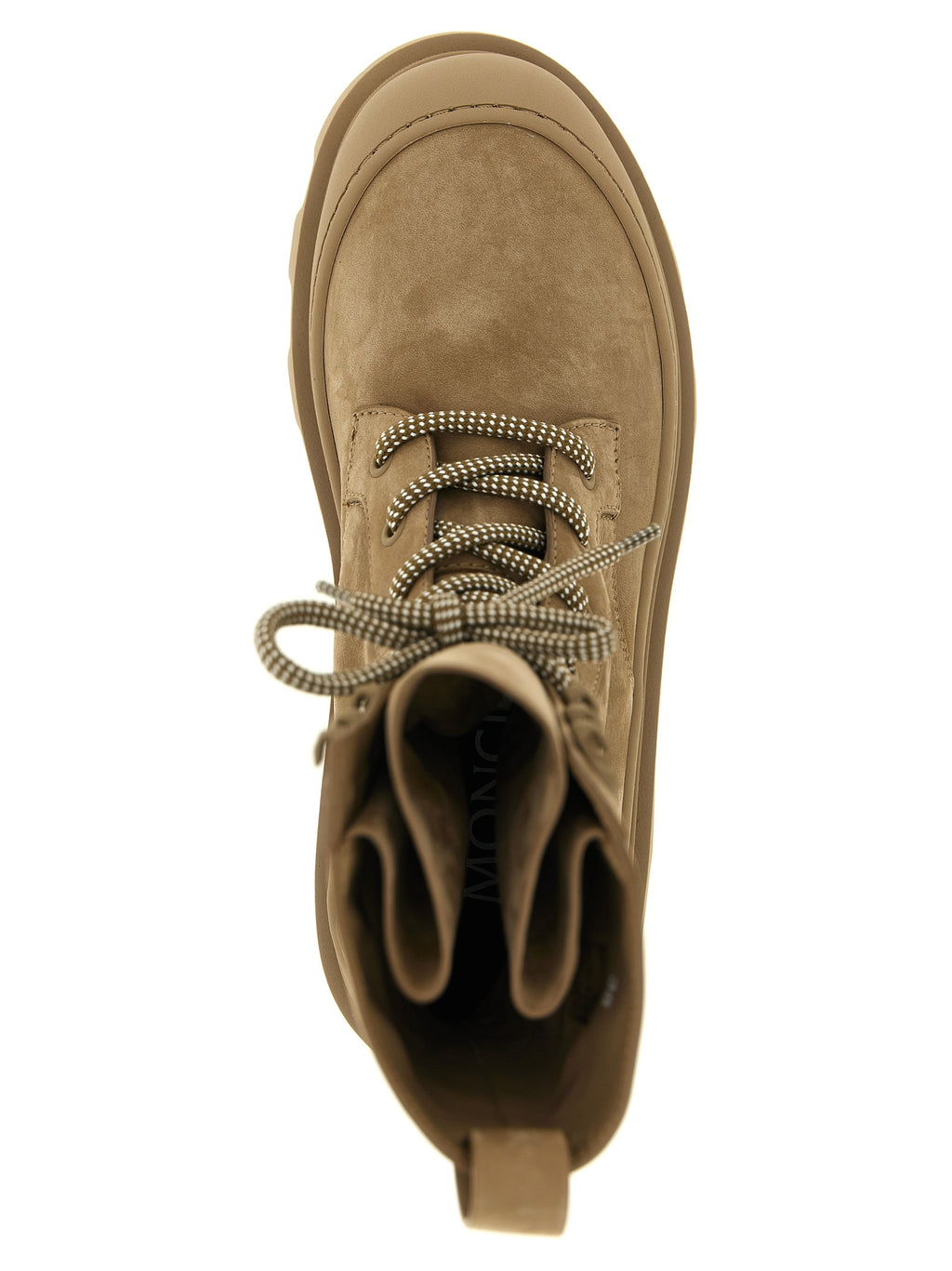 Moncler Beige Leather Lace Up Boots