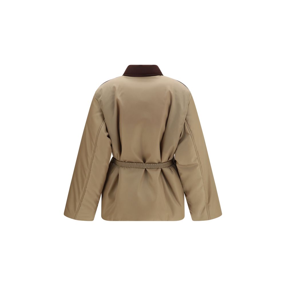 Giacca lunga Versace in nylon beige