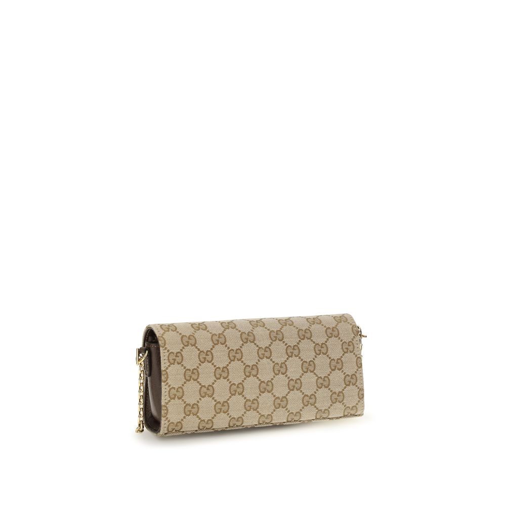 Gucci Horsebit Chain Wallet Beige