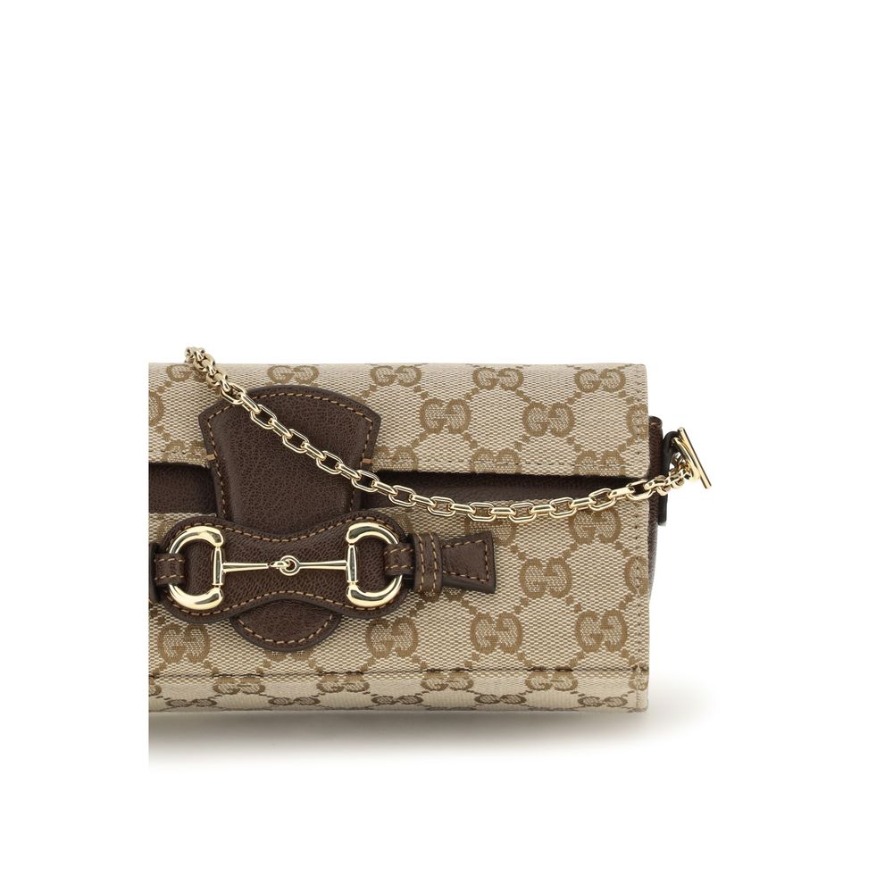 Gucci Horsebit Chain Wallet Beige