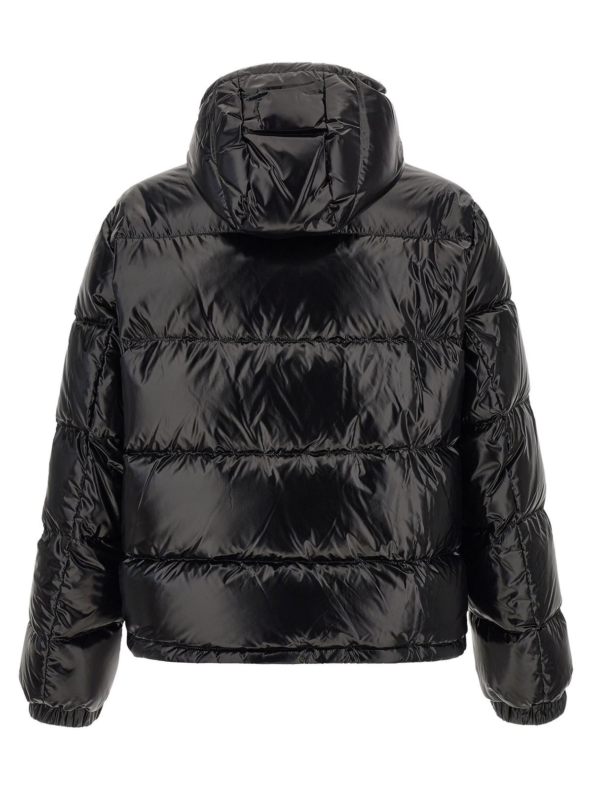 Chaqueta larga de nailon negra Versace