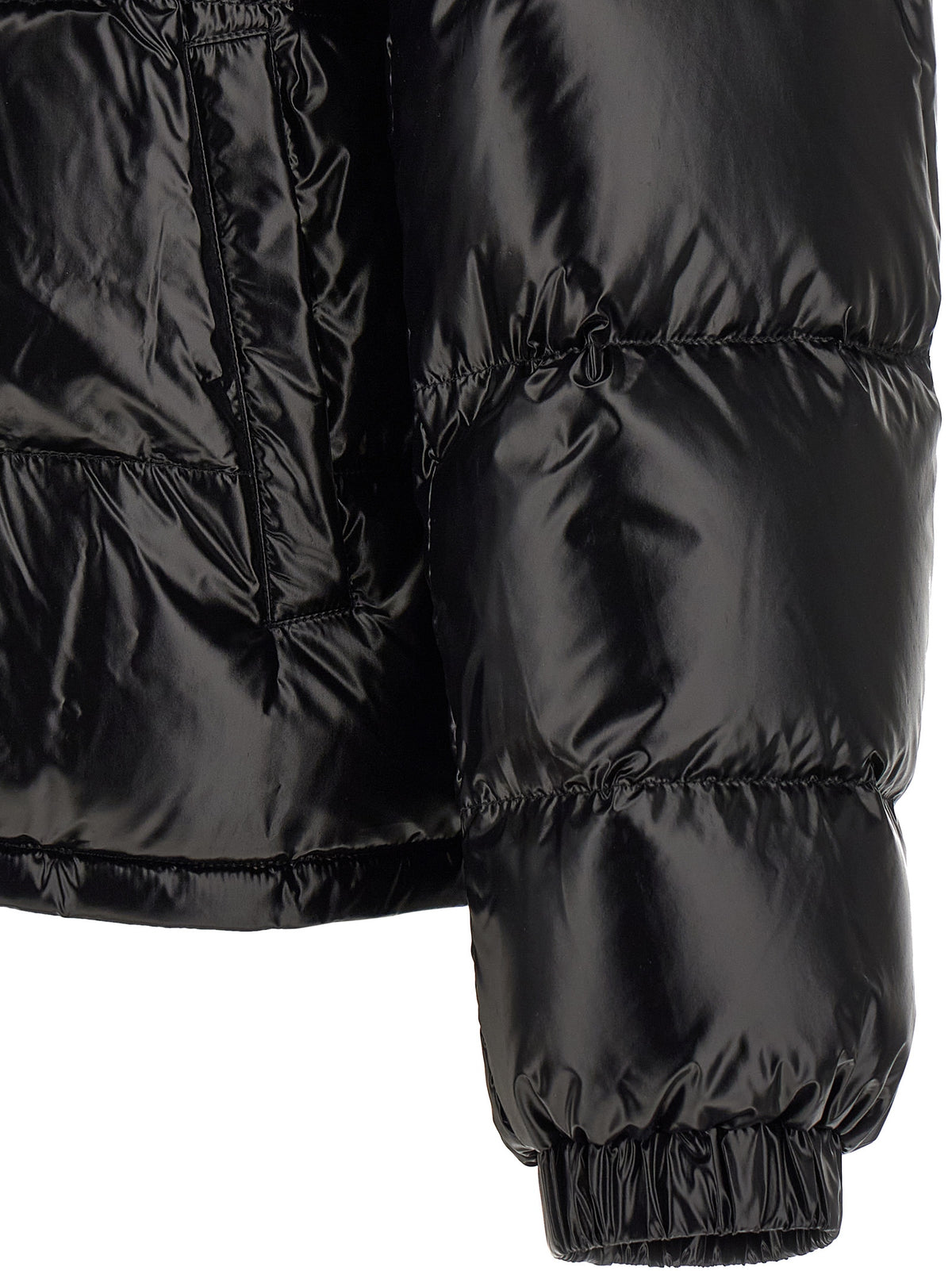 Chaqueta larga de nailon negra Versace