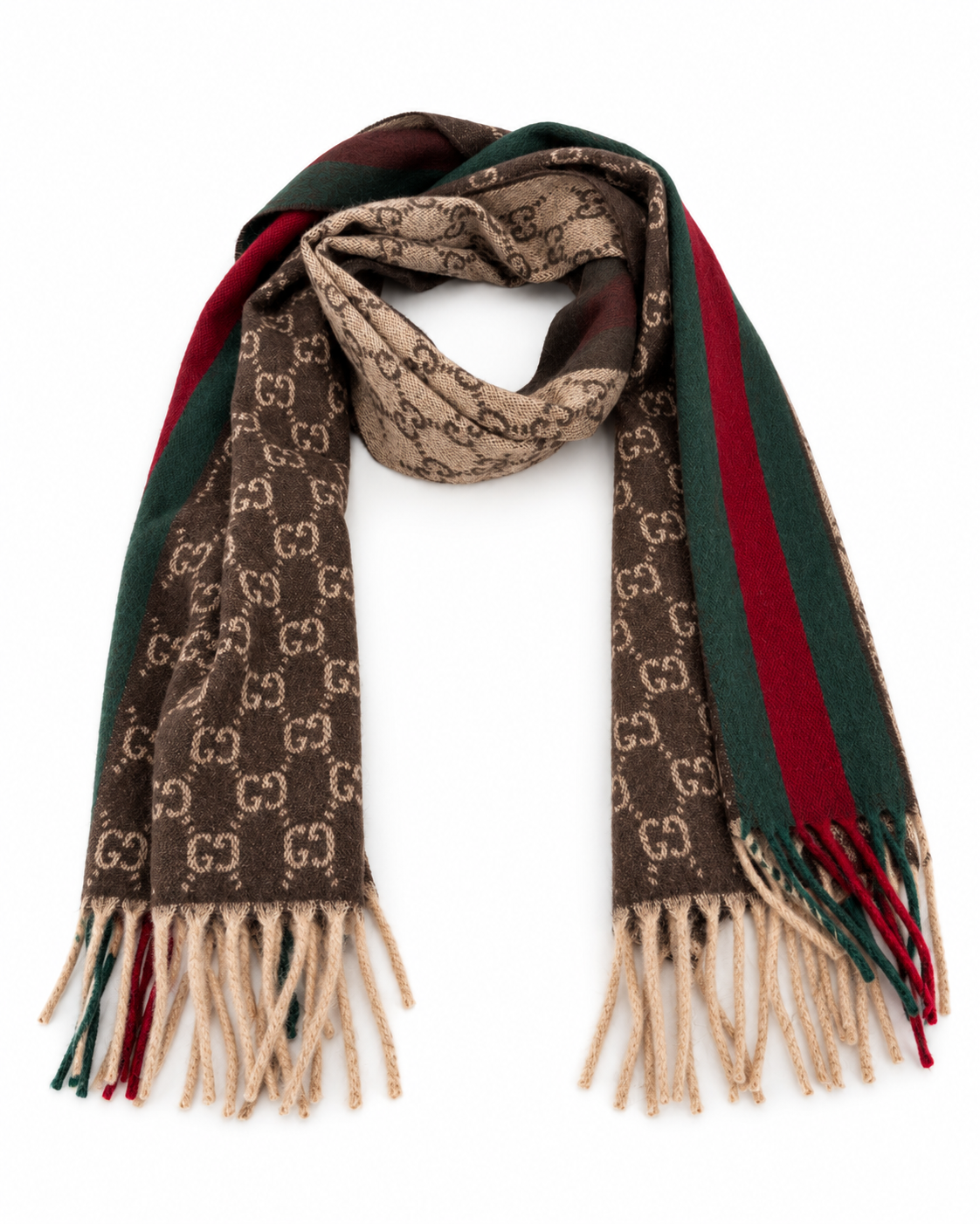 Gucci GG Cashmere & Wool Web Scarf