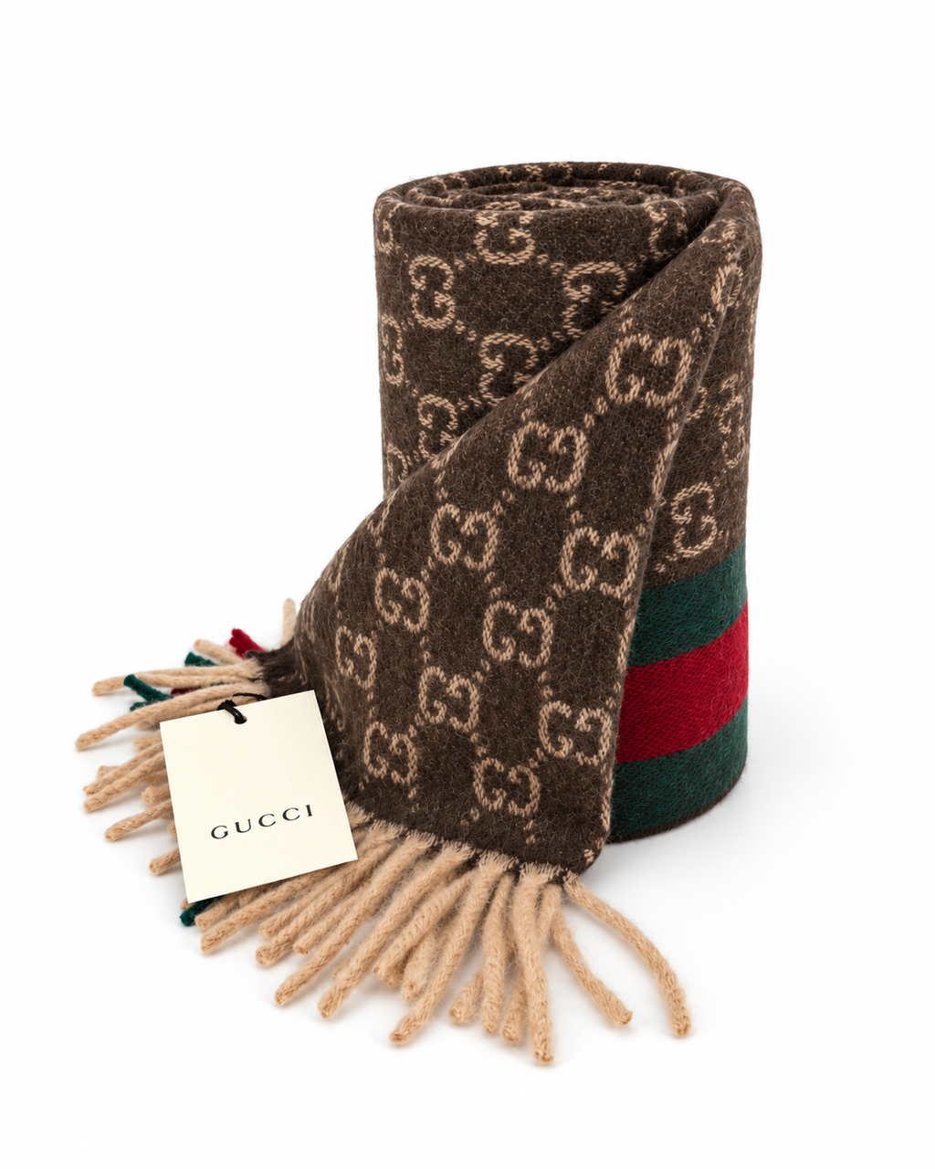 Gucci GG Cashmere & Wool Web Scarf