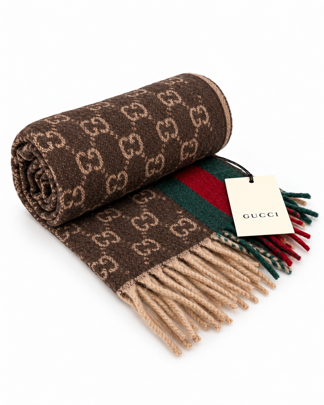 Gucci GG Cashmere & Wool Web Scarf