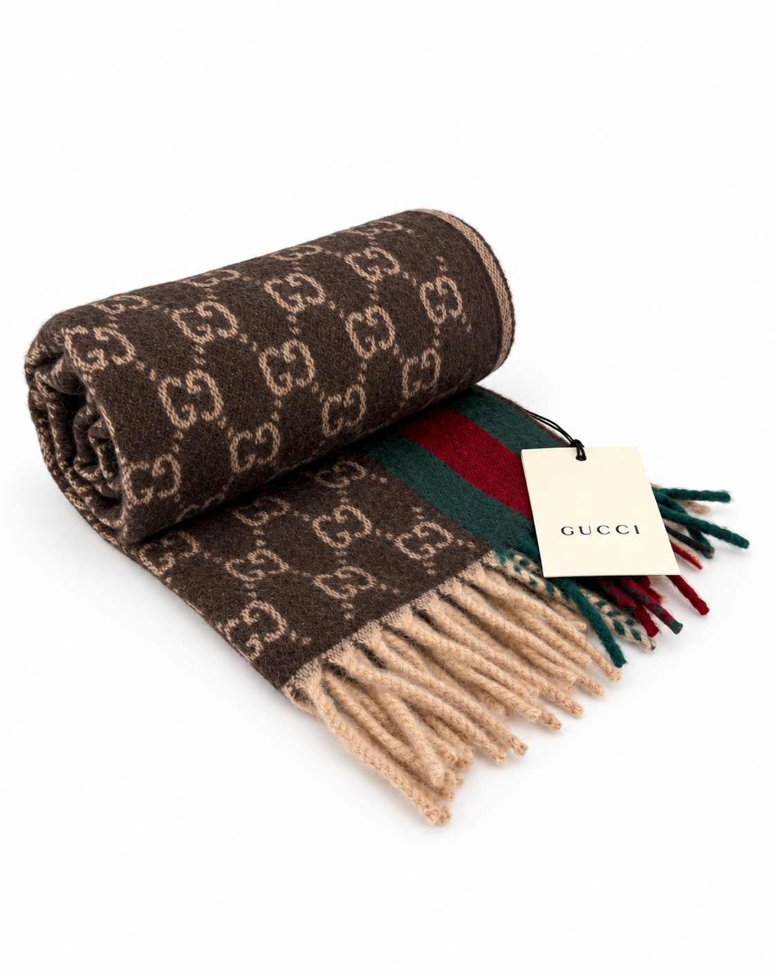 Gucci GG Cashmere & Wool Web Scarf