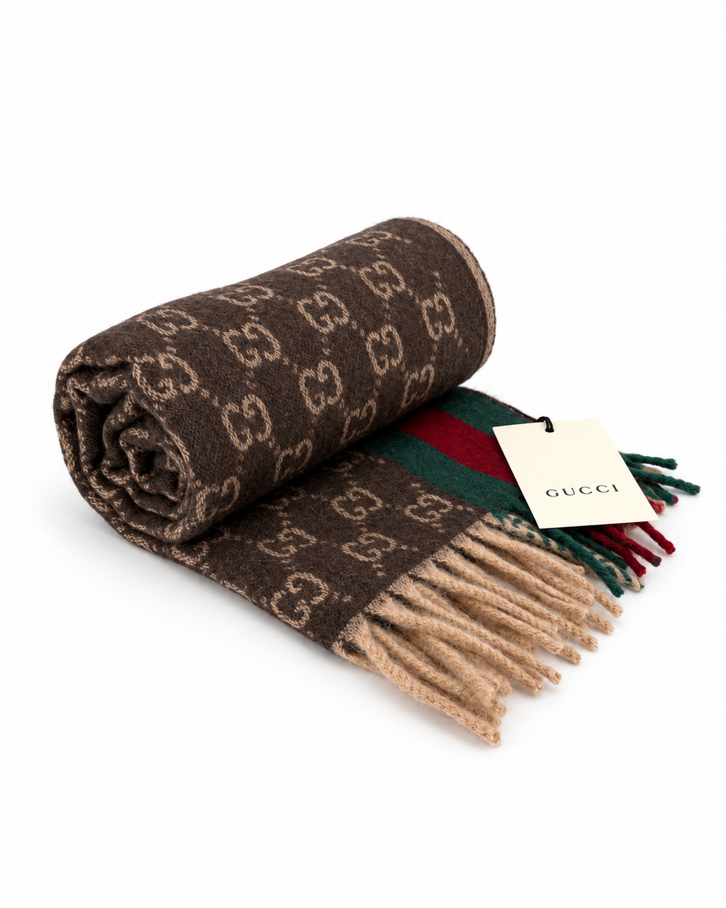 Gucci GG Cashmere & Wool Web Scarf