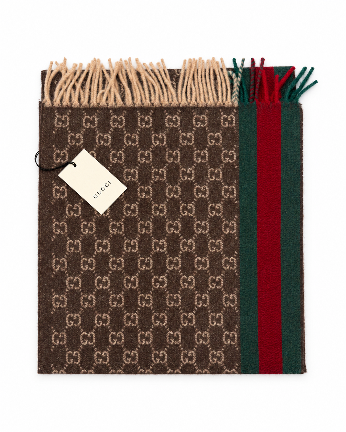 Gucci GG Cashmere & Wool Web Scarf