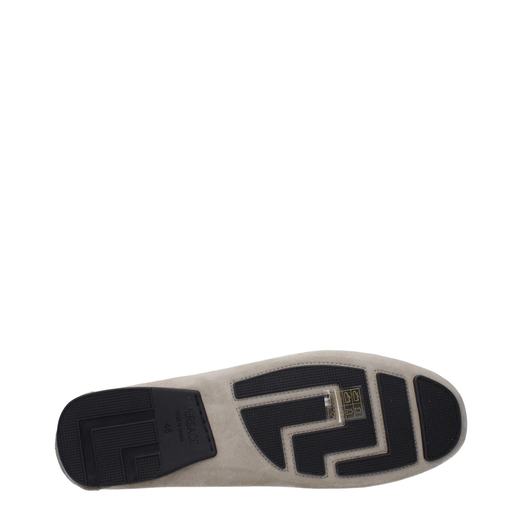 Versace Gray Leather Slip-On Loafers