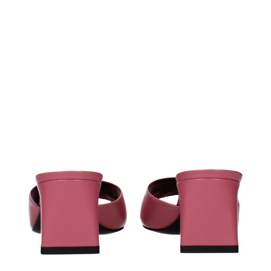 Versace Pink Leather Flat Sandals