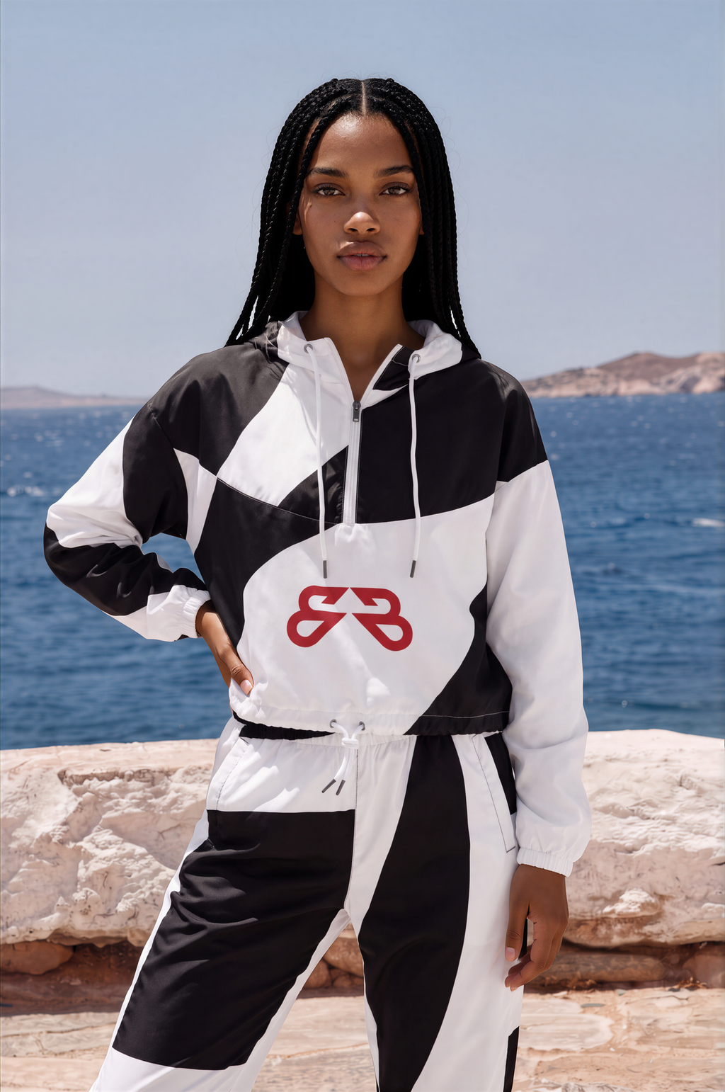 Monochrome Cropped Windbreaker